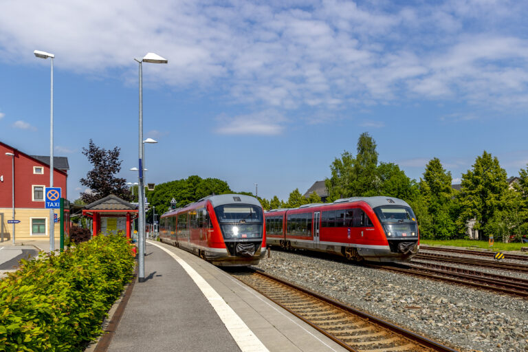 Erzgebirgsbahn am Bahnhof Schwarzenberg