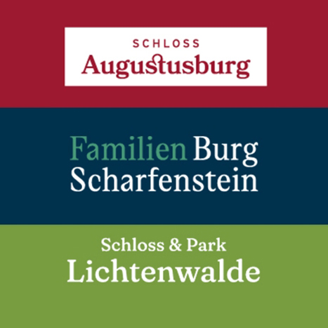 Logos Schloss Augustusburg, Familien-Burg Scharfenstein, Schloss & Park Lichtenwalde