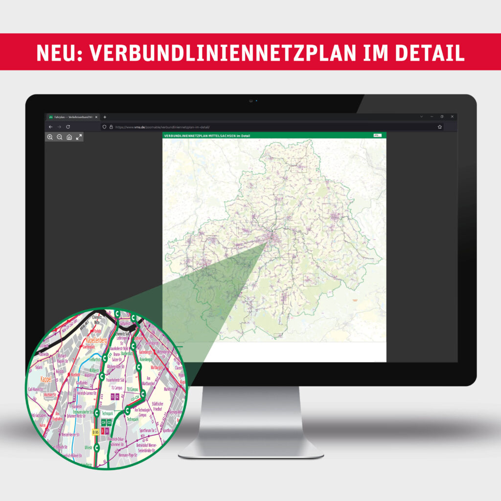 Neuer Verbundliniennetzplan im Detail auf VMS-Website