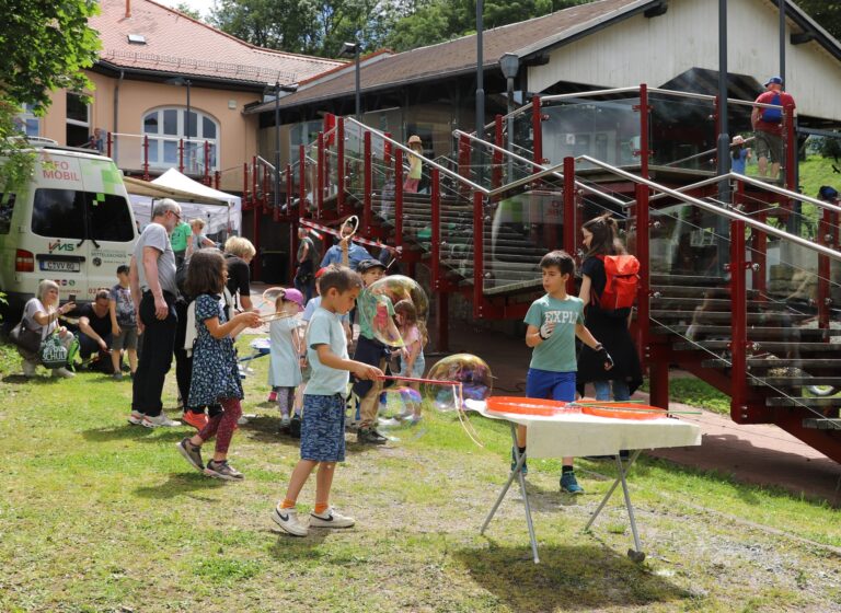 Kinder beim Drahtseilbahnfest