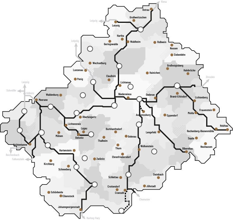 Schematische Karte des VMS-Verbundraums in grau