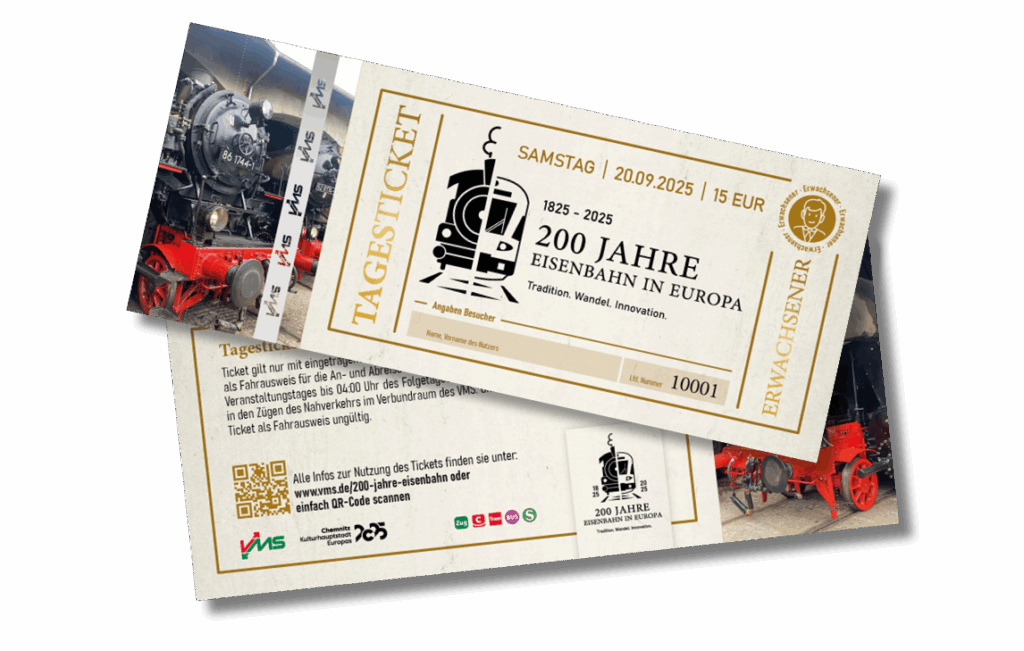 Veranstaltungsticket für die Jubiläumsveranstaltung "200 Jahre Eisenbahn in Europa"
