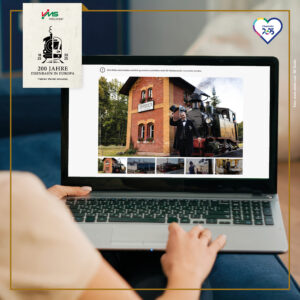Laptop-Monitor zeigt Bildergalerie zu 200 Jahre Eisenbahn in Europa