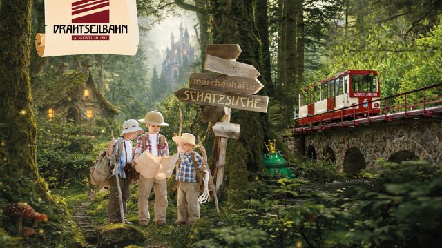 Kinder im Märchenwald mit Drahtseilbahn Augustusburg