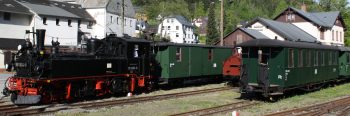 Dampfeisenbahn auf dem Gelände des Sächsischen Schmalspurbahn-Museums Rittersgrün